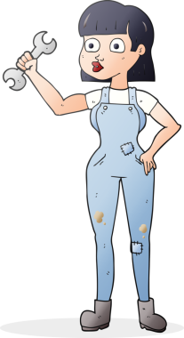 Bir insan tarafından çizilmiş el yazısıyla çizilmiş mekanik kadın.