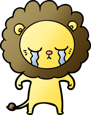 Bir insan tarafından çizilmiş ağlayan çizgi film aslanı.