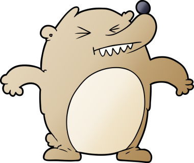 Bir insan tarafından çizilmiş çizgi film ayısı.