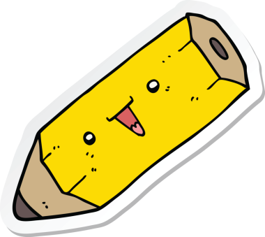 Bir insan tarafından çizilmiş şirin bir karikatür kalemi çıkartması.