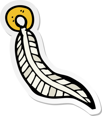 Bir insan tarafından çizilmiş karikatür tüyü anahtarlığının çıkartması.