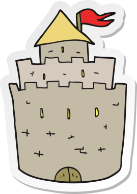 Bir insan tarafından çizilmiş bir şatonun çıkartması.