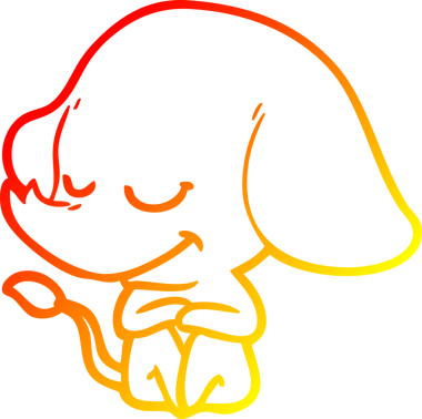 Bir insan tarafından çizilmiş gülümseyen bir filin sıcak çizgi çizimi