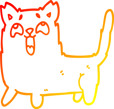 Bir insan tarafından çizilmiş komik bir kedinin sıcak çizgi çizimi