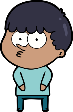 Bir insan tarafından çizilmiş meraklı bir çocuk.