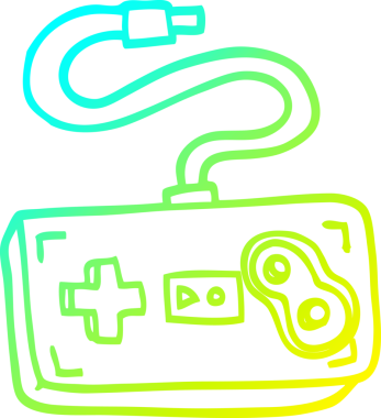 Bir insan tarafından çizilmiş bir çizgi film oyun denetleyicisinin soğuk gradyan çizimi