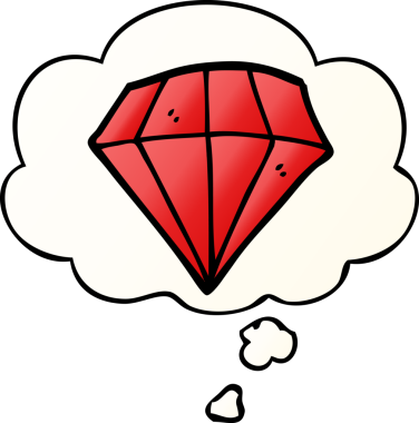 Bir insan tarafından çizilmiş, düşünce baloncuklu, çizgi film dövmeli elmas.