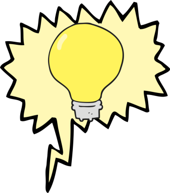 Bir insan tarafından çizilmiş serbest konuşma balonu çizgi film ampulü