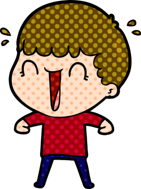 Bir insan tarafından çizilmiş gülen karikatür adam.