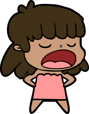 Çizgi filmdeki kadın bir insan tarafından yüksek sesle çizilmiş.