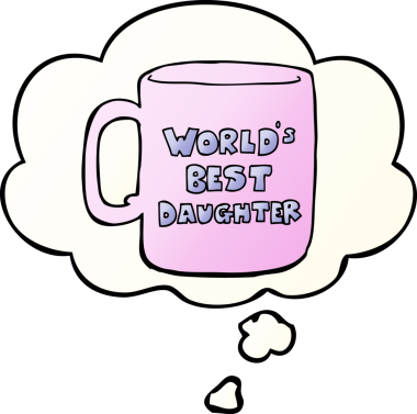 Dünyanın en iyi kızı. Düşünce baloncuğu bir insan tarafından çizilmiş.