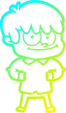 Bir insan tarafından çizilmiş mutlu bir çizgi film karakteri çizimi.