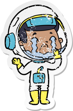 Bir insan tarafından çizilmiş ağlayan bir astronotun sıkıntılı çıkartması.