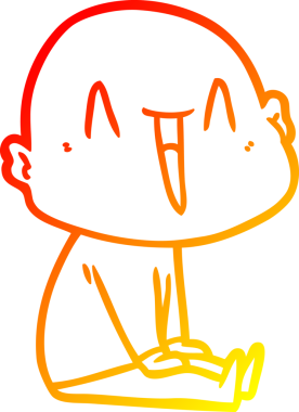 Bir insan tarafından çizilmiş mutlu, kel bir adamın sıcak çizgi çizimi.