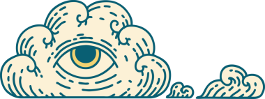 Bir insan tarafından çizilmiş her şeyi gören bir göz bulutunun ikonik dövme şekli.