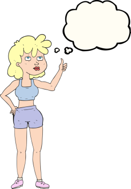 Bir insan tarafından çizilmiş serbest çizim baloncuklu spor salonu kadını.