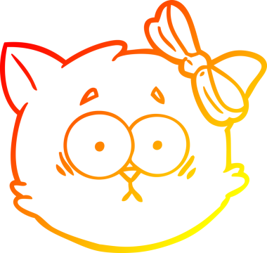 İnsan tarafından çizilmiş endişeli bir çizgi film kedisinin sıcak çizgi çizimi