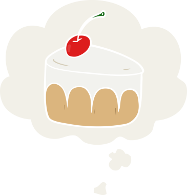 Düşünce baloncuklu karikatür tatlısını bir insan çizmiş.