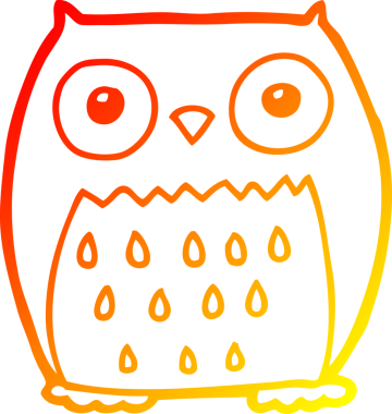 Bir insan tarafından çizilmiş bir baykuşun sıcak çizgi çizimi