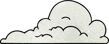 Bir insan tarafından çizilmiş beyaz büyük bulutların el çizimi karikatürü.