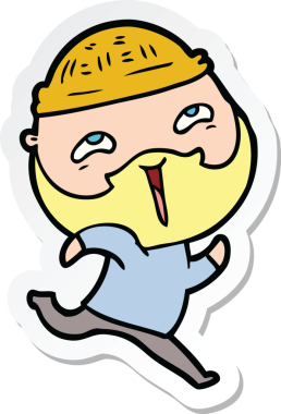 Bir insan tarafından çizilmiş mutlu sakallı bir adamın çıkartması.