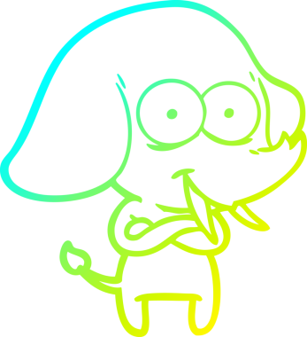 Bir insan tarafından çizilmiş mutlu bir filin soğuk gradyan çizgisi.