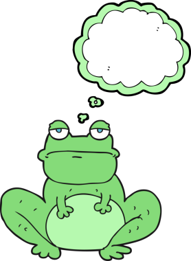 Bir insan tarafından çizilmiş serbest çizim baloncuklu kurbağa.