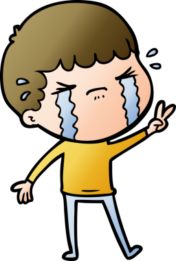 Bir insan tarafından çizilmiş ağlayan çizgi film adamı.