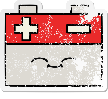 Bir insan tarafından çizilmiş şirin bir araba aküsünün sıkıntılı çıkartması.