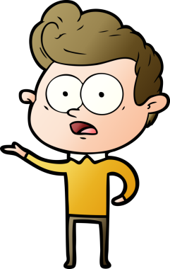 Bir insan tarafından çizilmiş çizgi film bakışlı adam.