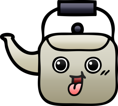 Bir insan tarafından çizilmiş gölgeli bir çaydanlık karikatürü