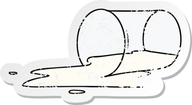 Bir insan tarafından çizilmiş kırık bir bardağın çizilmiş karikatür karikatürü.