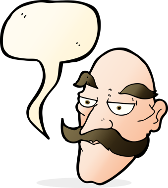 Bir insan tarafından çizilmiş bir konuşma baloncuğuyla yaşlı adamın yüzü.