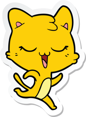 Bir insan tarafından çizilmiş çizgi film kedisinin çıkartması.