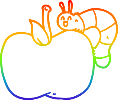 bir insan tarafından çizilmiş elma ve böceğin çizgi çizimi