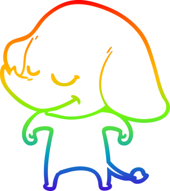 Bir insan tarafından çizilmiş gülümseyen bir filin çizgi çizimi.