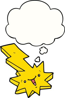 Bir insan tarafından çizilmiş düşünce baloncuklu karikatür yıldırımı.