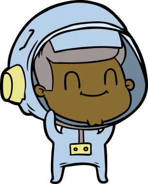 Bir insan tarafından çizilmiş mutlu astronot.
