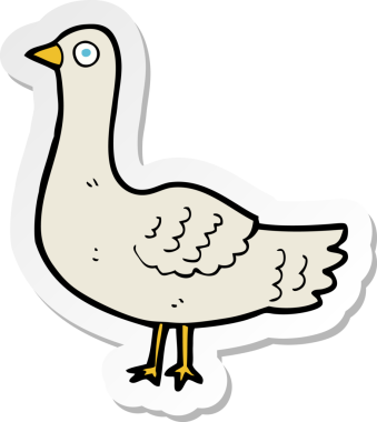 Bir insan tarafından çizilmiş çizgi film kuşunun çıkartması.