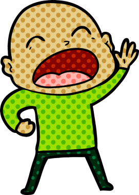 Bir insan tarafından çizilmiş kel adam diye bağıran çizgi film.