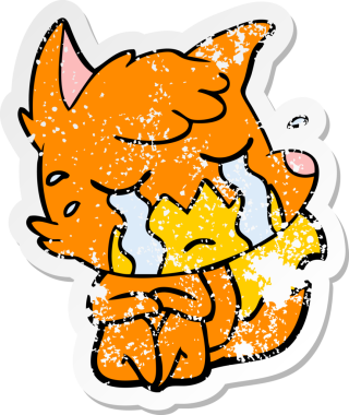 Bir insan tarafından çizilmiş ağlayan tilki çizgi filminin sıkıntılı çıkartması.