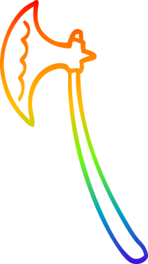 Bir insan tarafından çizilmiş bir ortaçağ baltasının gökkuşağı gradyan çizimi