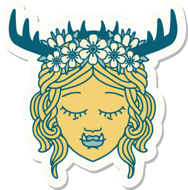 Bir insan tarafından çizilmiş bir ork Druid karakterinin çıkartması