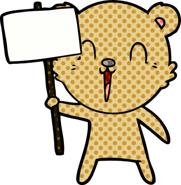 Bir insan tarafından çizilmiş mutlu çizgi film ayısı.