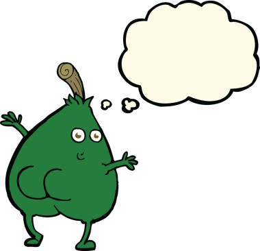 Bir insan tarafından çizilmiş güzel bir armut karikatürü.