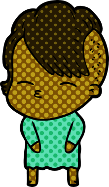 Bir insan tarafından çizilmiş şaşı çizgi film kızı.