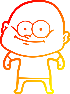 Bir insan tarafından çizilmiş kel bir adamın sıcak çizgi çizimi.