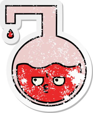 Bir insan tarafından çizilmiş sevimli bir karikatür bilim deneyinin sıkıntılı çıkartması.