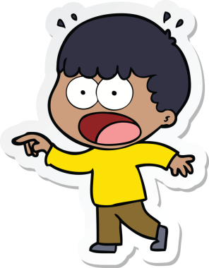 Bir insan tarafından çizilmiş bir karikatür çıkartması.