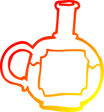 Bir insan tarafından çizilmiş bir iksir şişesi karikatürü.